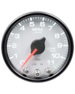 2-1/16" IN-DASH TACHOMETER, 0-11,000 RPM, SPEK-PRO, WHITE DIAL, BLACK BEZEL, CLEAR LENS