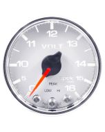 2-1/16" VOLTMETER, 0-16V, DIGITAL STEPPER MOTOR, SPEK-PRO, WHITE DIAL, CHROME BEZEL, CLEAR LENS
