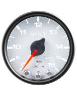 2-1/16" VOLTMETER, 0-16V, DIGITAL STEPPER MOTOR, SPEK-PRO, WHITE DIAL, BLACK BEZEL, CLEAR LENS