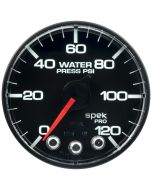 2-1/16" WATER PRESSURE, 0-120 PSI, STEPPER MOTOR, SPEK-PRO, BLACK DIAL, BLACK BEZEL, FLAT ANTIGLARE LENS