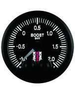 52MM, BOOST PRESS, PRO-CONTROL, BLK, -1 TO +2 BAR, INCL. T-FITTING