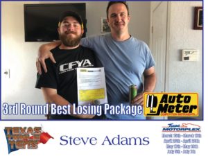 Steve Adams receiving an Autometer gift certificate