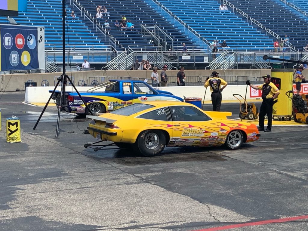 Cars at the starting line at the NHRA Nationals