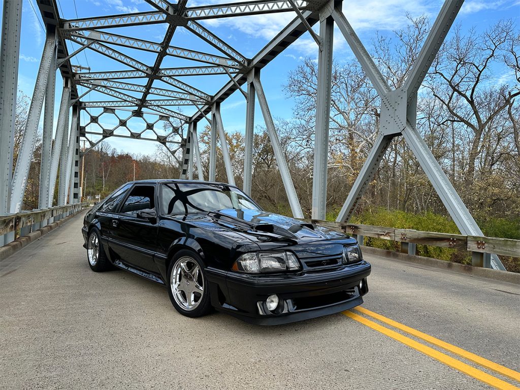 1988 Foxbody Mustang on a bridge